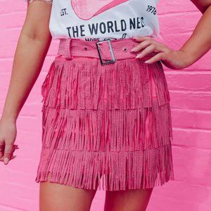 Rhinestone Diva Fringe Mini Skirt